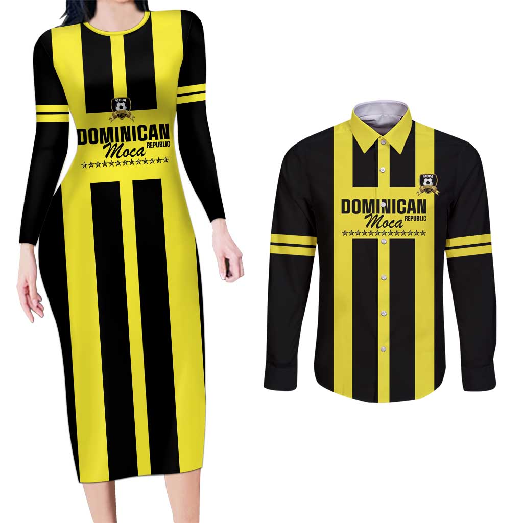 Moca Dominican Republic Football Custom Couples Matching Long Sleeve Bodycon Dress and Long Sleeve Button Shirt 2025 Come On The Cradle - Wonder Print Shop