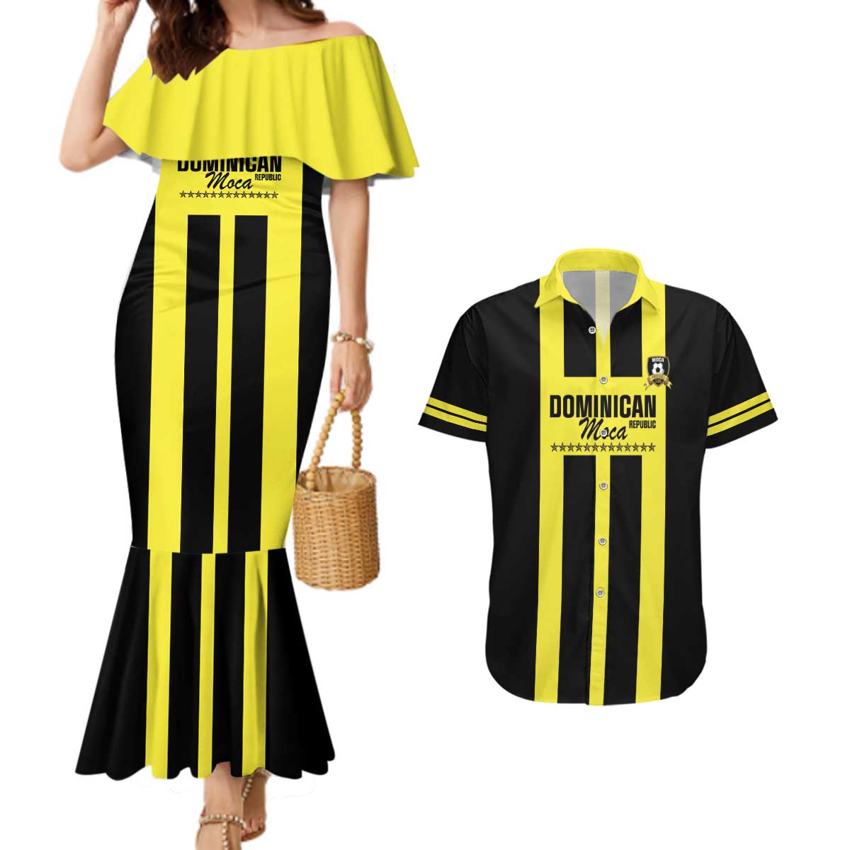 Moca Dominican Republic Football Custom Couples Matching Mermaid Dress and Hawaiian Shirt 2025 Come On The Cradle - Wonder Print Shop