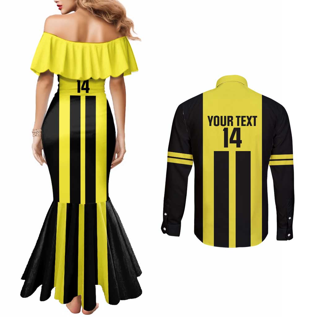 Moca Dominican Republic Football Custom Couples Matching Mermaid Dress and Long Sleeve Button Shirt 2025 Come On The Cradle - Wonder Print Shop