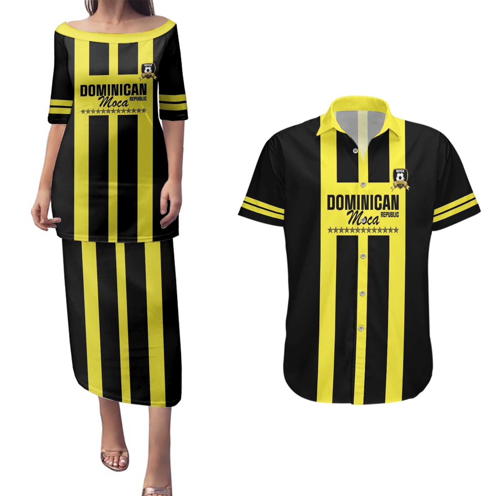 Moca Dominican Republic Football Custom Couples Matching Puletasi and Hawaiian Shirt 2025 Come On The Cradle - Wonder Print Shop