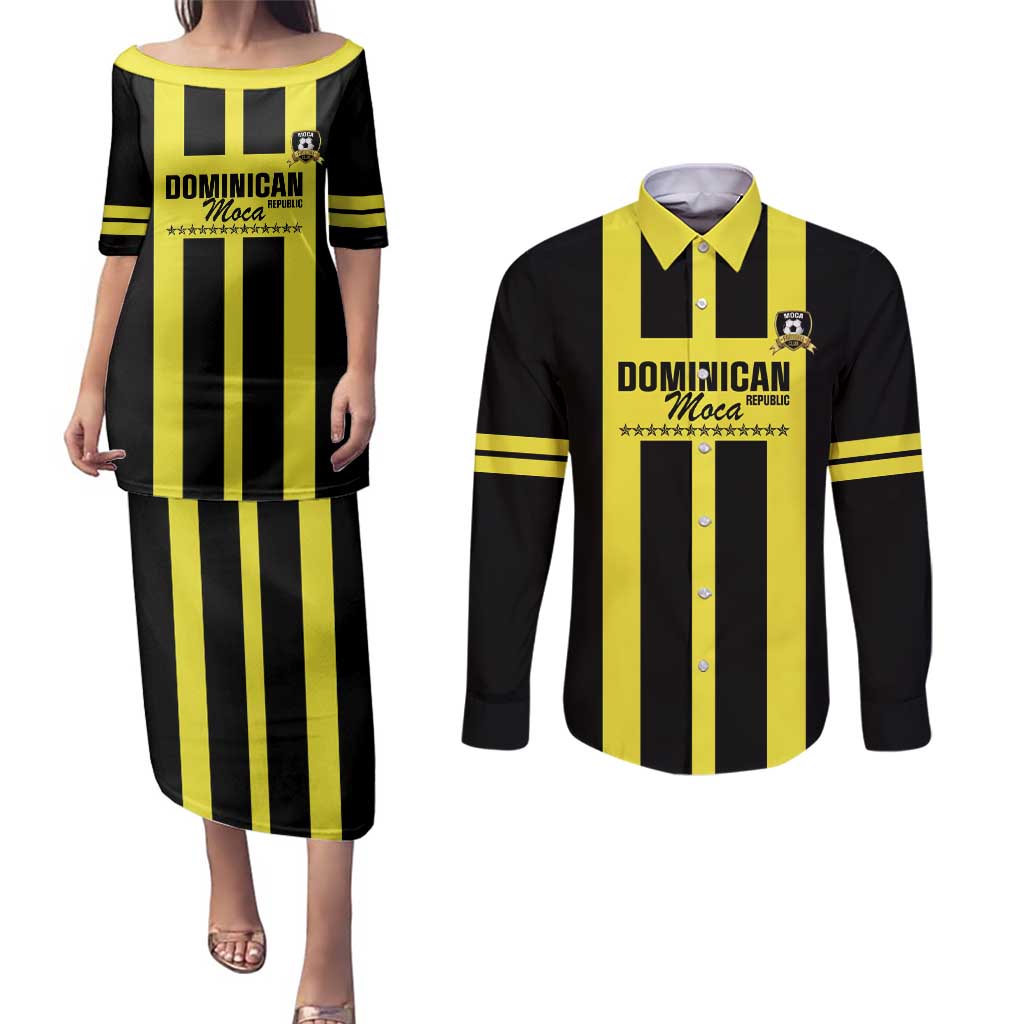 Moca Dominican Republic Football Custom Couples Matching Puletasi and Long Sleeve Button Shirt 2025 Come On The Cradle - Wonder Print Shop