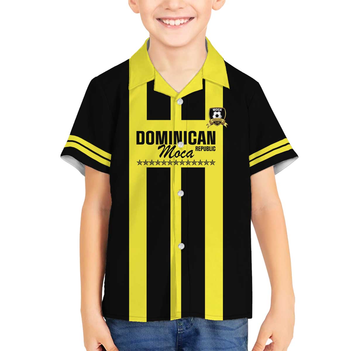 Moca Dominican Republic Football Custom Family Matching Off The Shoulder Long Sleeve Dress and Hawaiian Shirt 2025 Come On The Cradle - Wonder Print Shop