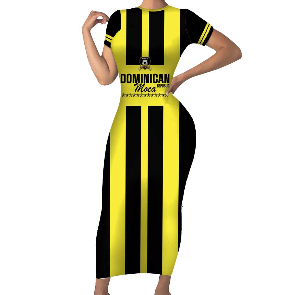 Moca Dominican Republic Football Custom Short Sleeve Bodycon Dress 2025 Come On The Cradle - Wonder Print Shop