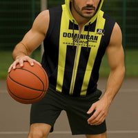 Moca Dominican Republic Football Custom Sleeveless Zip Hoodie 2025 Come On The Cradle - Wonder Print Shop