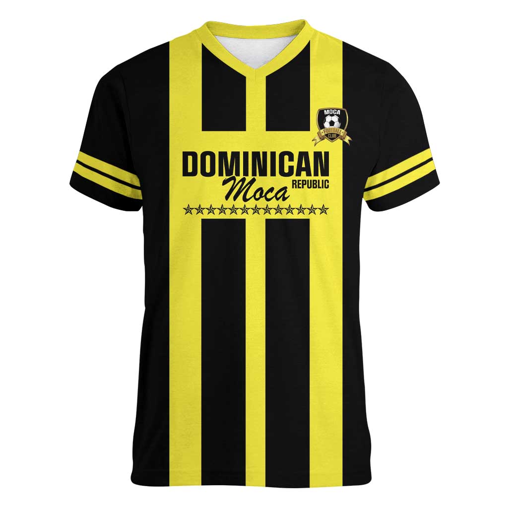 Moca Dominican Republic Football Custom Women V-Neck T-Shirt 2025 Come On The Cradle - Wonder Print Shop
