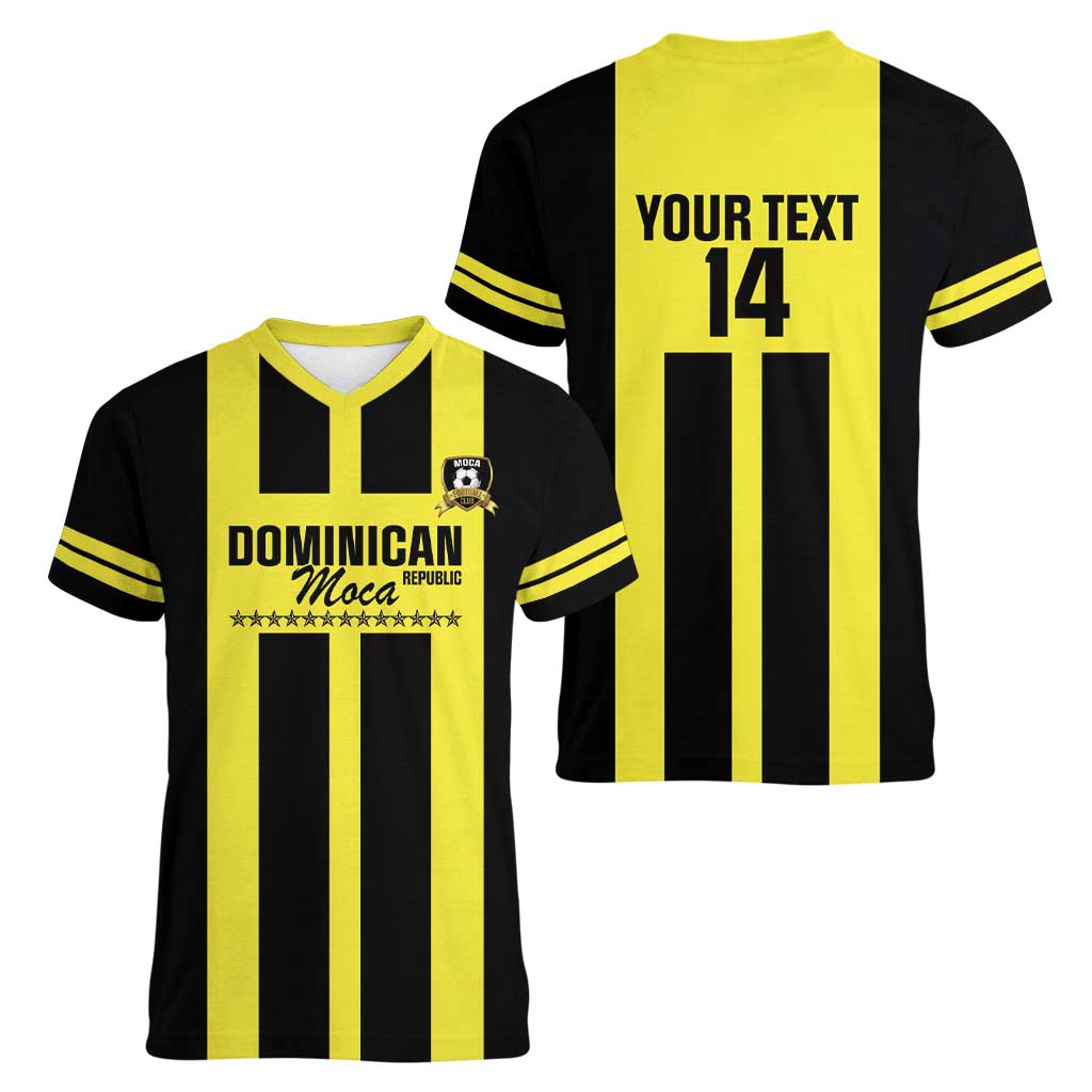 Moca Dominican Republic Football Custom Women V-Neck T-Shirt 2025 Come On The Cradle - Wonder Print Shop