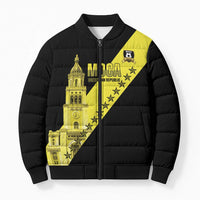 Cradle Of Dominican Republic Football Custom Bomber Puffer Jacket Go Moca Diagonal Style - Wonder Print Shop