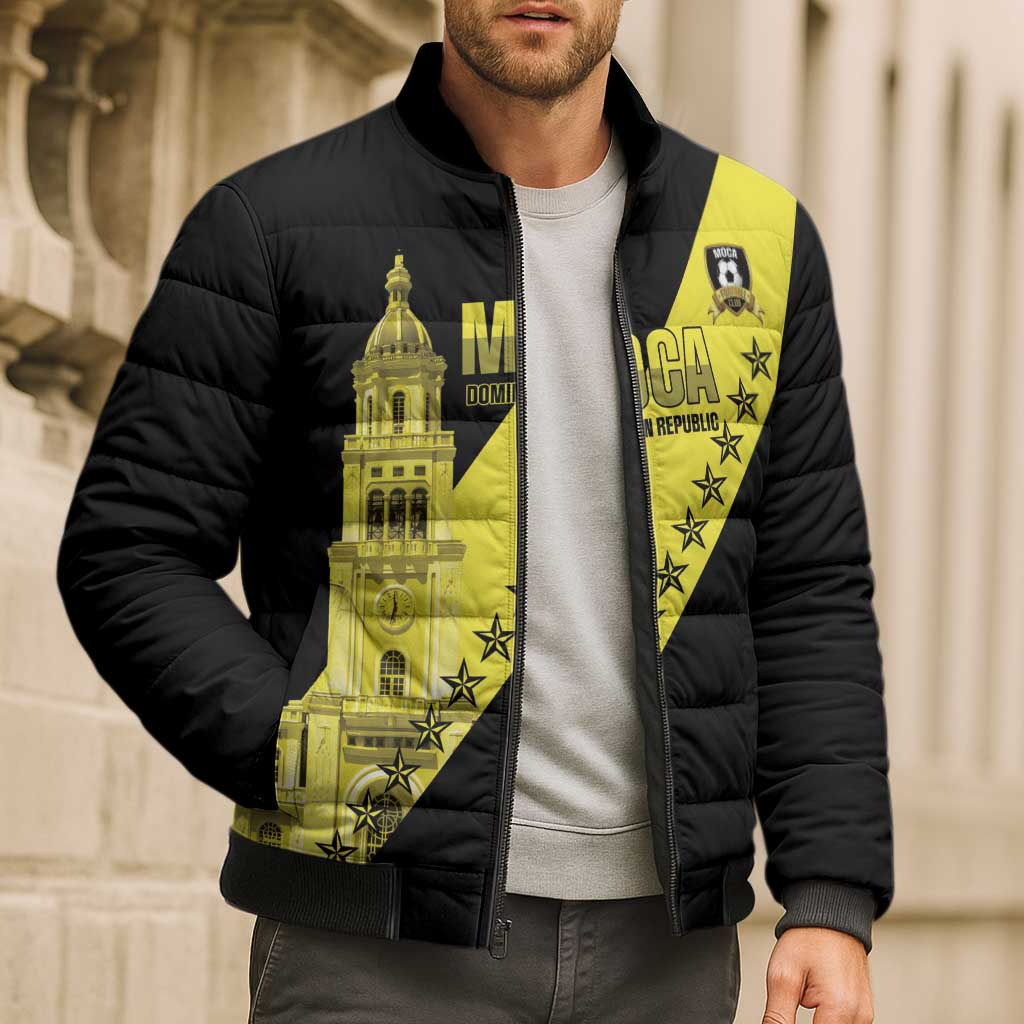 Cradle Of Dominican Republic Football Custom Bomber Puffer Jacket Go Moca Diagonal Style - Wonder Print Shop