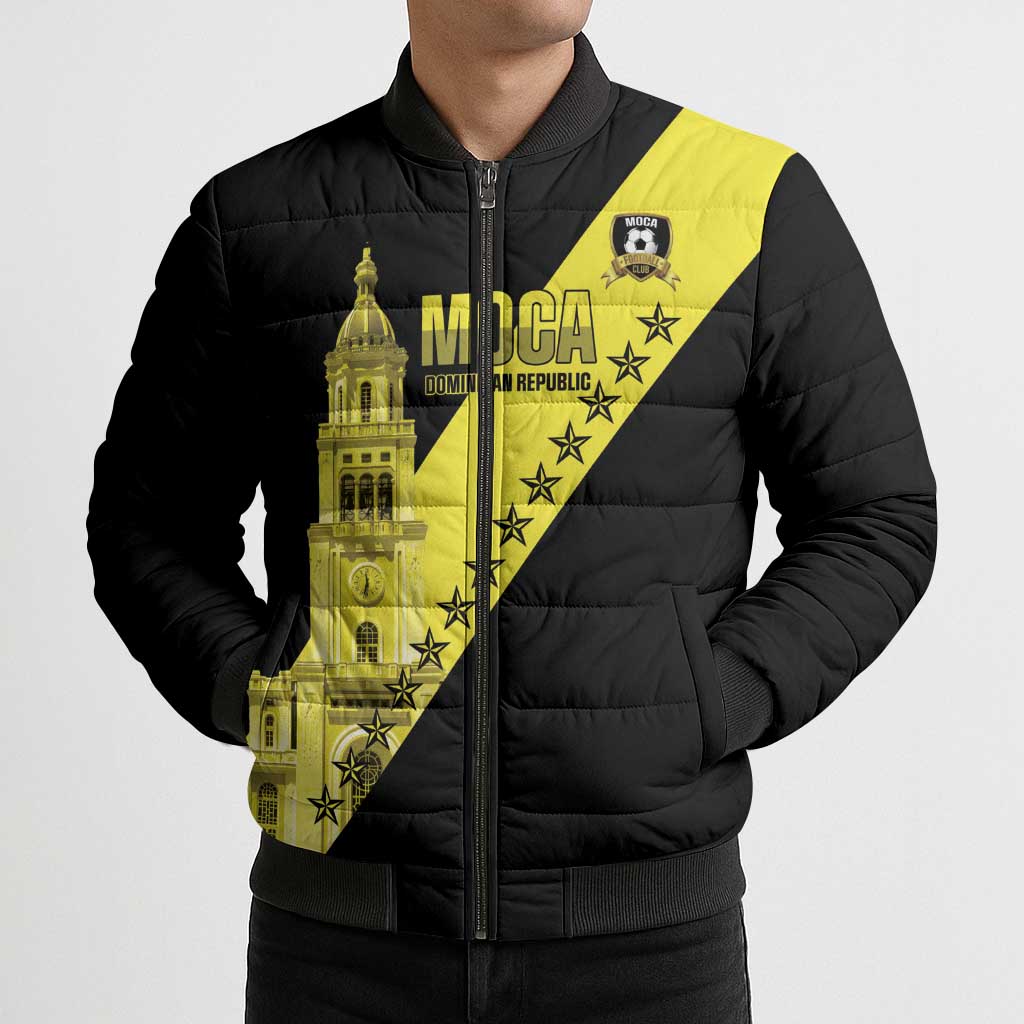 Cradle Of Dominican Republic Football Custom Bomber Puffer Jacket Go Moca Diagonal Style - Wonder Print Shop