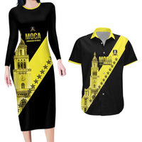 Cradle Of Dominican Republic Football Custom Couples Matching Long Sleeve Bodycon Dress and Hawaiian Shirt Go Moca Diagonal Style - Wonder Print Shop