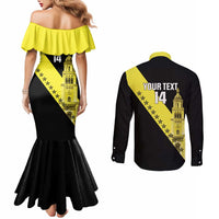 Cradle Of Dominican Republic Football Custom Couples Matching Mermaid Dress and Long Sleeve Button Shirt Go Moca Diagonal Style - Wonder Print Shop