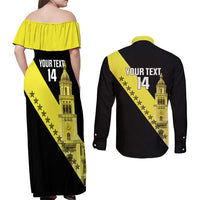 Cradle Of Dominican Republic Football Custom Couples Matching Off Shoulder Maxi Dress and Long Sleeve Button Shirt Go Moca Diagonal Style - Wonder Print Shop