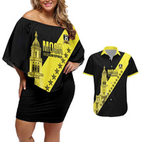 Cradle Of Dominican Republic Football Custom Couples Matching Off Shoulder Short Dress and Hawaiian Shirt Go Moca Diagonal Style - Wonder Print Shop