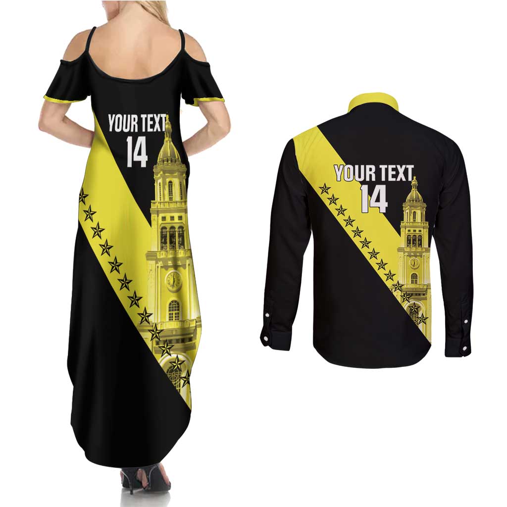 Cradle Of Dominican Republic Football Custom Couples Matching Summer Maxi Dress and Long Sleeve Button Shirt Go Moca Diagonal Style - Wonder Print Shop