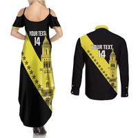 Cradle Of Dominican Republic Football Custom Couples Matching Summer Maxi Dress and Long Sleeve Button Shirt Go Moca Diagonal Style - Wonder Print Shop