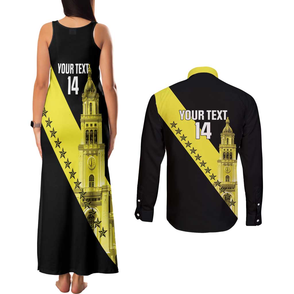 Cradle Of Dominican Republic Football Custom Couples Matching Tank Maxi Dress and Long Sleeve Button Shirt Go Moca Diagonal Style - Wonder Print Shop