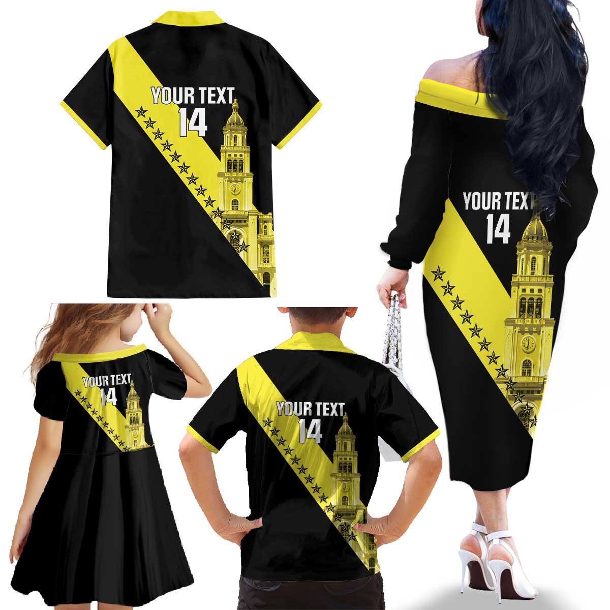 Cradle Of Dominican Republic Football Custom Family Matching Off The Shoulder Long Sleeve Dress and Hawaiian Shirt Go Moca Diagonal Style - Wonder Print Shop