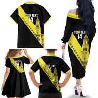 Cradle Of Dominican Republic Football Custom Family Matching Off The Shoulder Long Sleeve Dress and Hawaiian Shirt Go Moca Diagonal Style - Wonder Print Shop