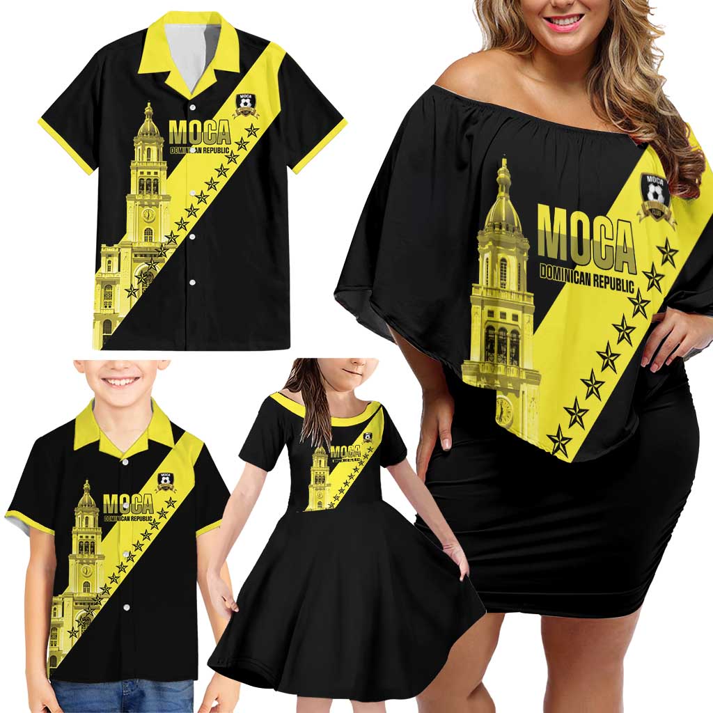 Cradle Of Dominican Republic Football Custom Family Matching Off Shoulder Short Dress and Hawaiian Shirt Go Moca Diagonal Style - Wonder Print Shop