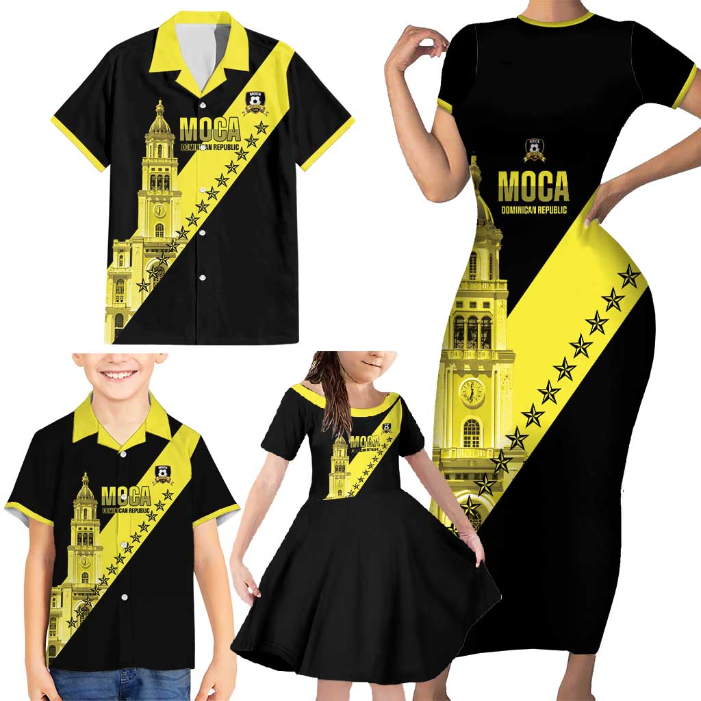 Cradle Of Dominican Republic Football Custom Family Matching Short Sleeve Bodycon Dress and Hawaiian Shirt Go Moca Diagonal Style - Wonder Print Shop
