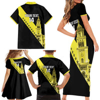 Cradle Of Dominican Republic Football Custom Family Matching Short Sleeve Bodycon Dress and Hawaiian Shirt Go Moca Diagonal Style - Wonder Print Shop