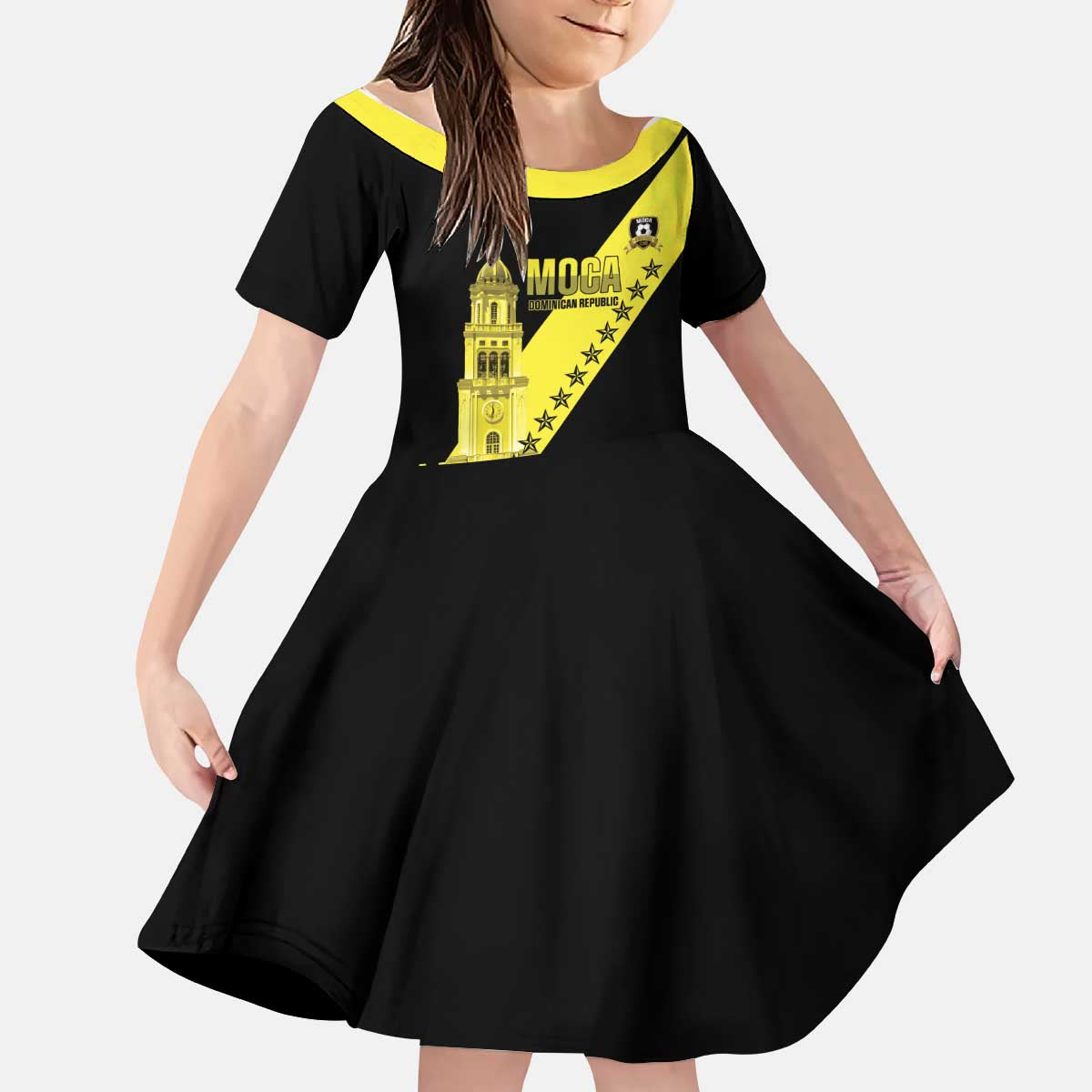 Cradle Of Dominican Republic Football Custom Kid Short Sleeve Dress Go Moca Diagonal Style - Wonder Print Shop