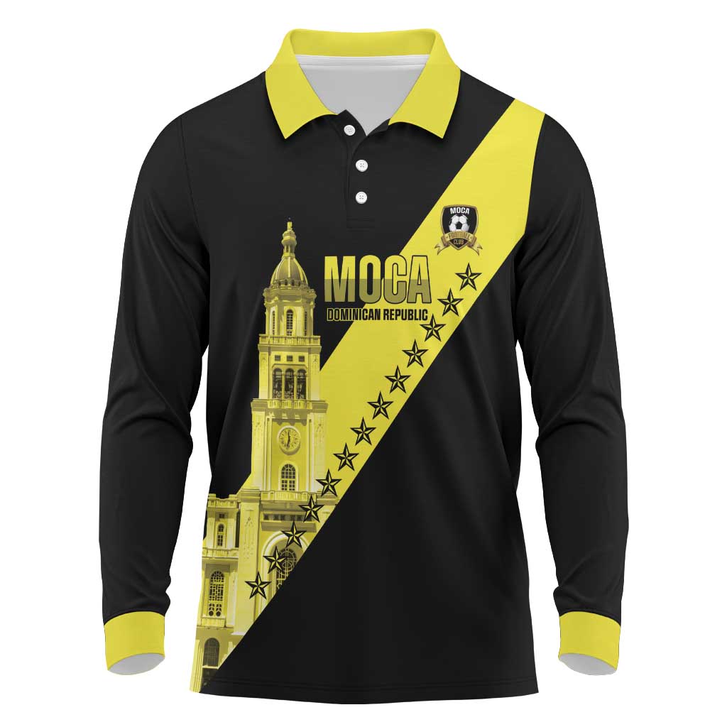 Cradle Of Dominican Republic Football Custom Long Sleeve Polo Shirt Go Moca Diagonal Style - Wonder Print Shop