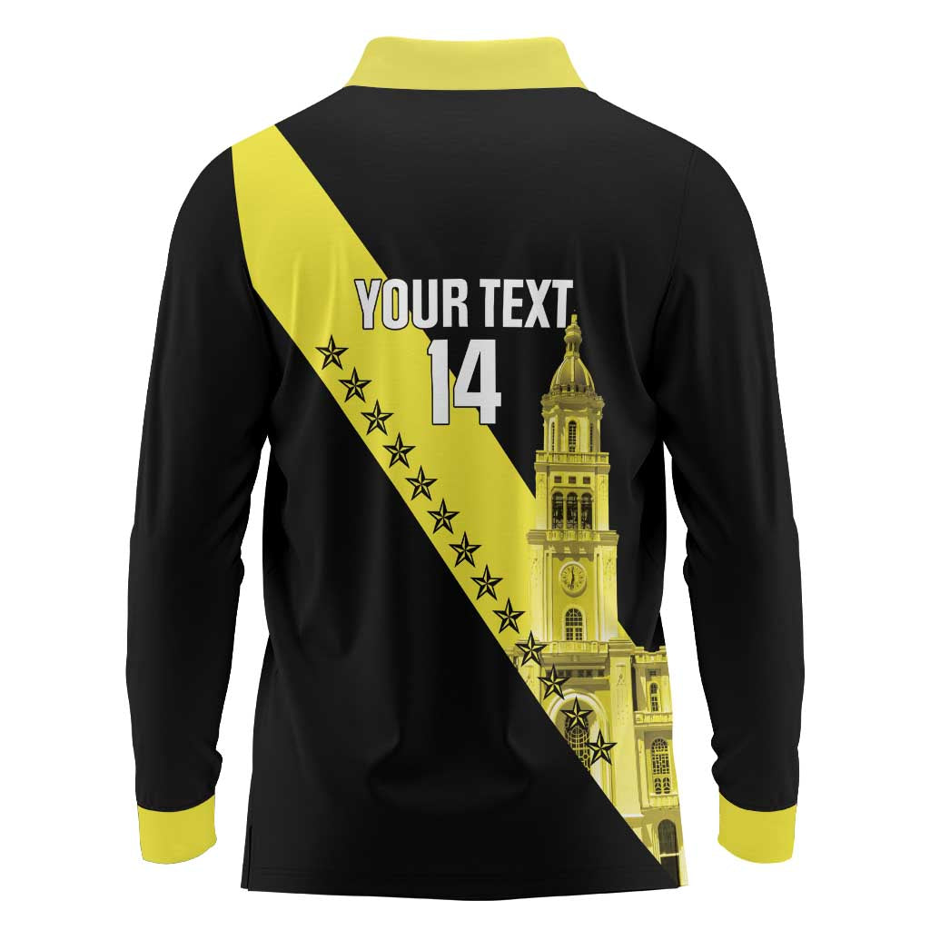 Cradle Of Dominican Republic Football Custom Long Sleeve Polo Shirt Go Moca Diagonal Style - Wonder Print Shop