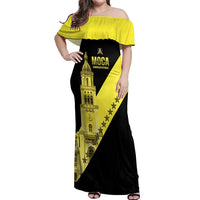 Cradle Of Dominican Republic Football Custom Off Shoulder Maxi Dress Go Moca Diagonal Style - Wonder Print Shop
