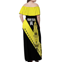 Cradle Of Dominican Republic Football Custom Off Shoulder Maxi Dress Go Moca Diagonal Style - Wonder Print Shop