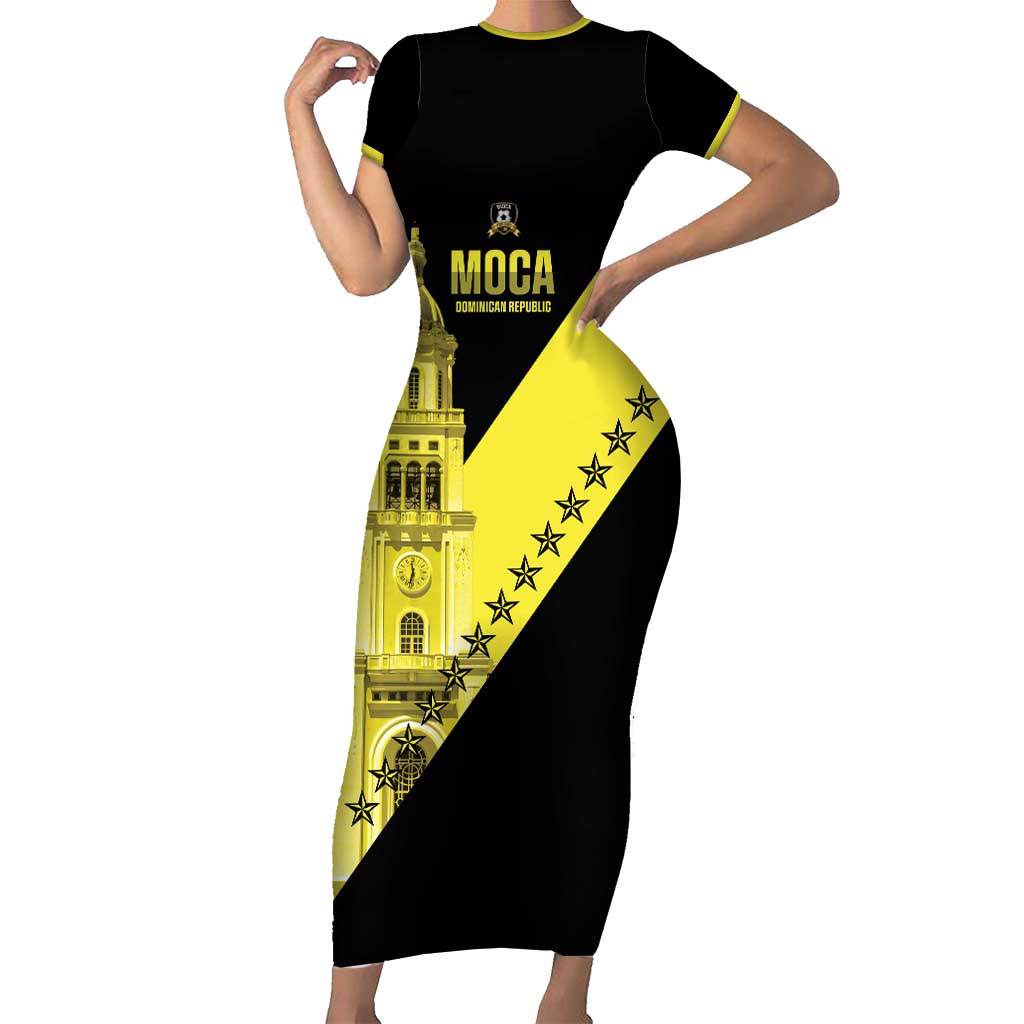 Cradle Of Dominican Republic Football Custom Short Sleeve Bodycon Dress Go Moca Diagonal Style - Wonder Print Shop