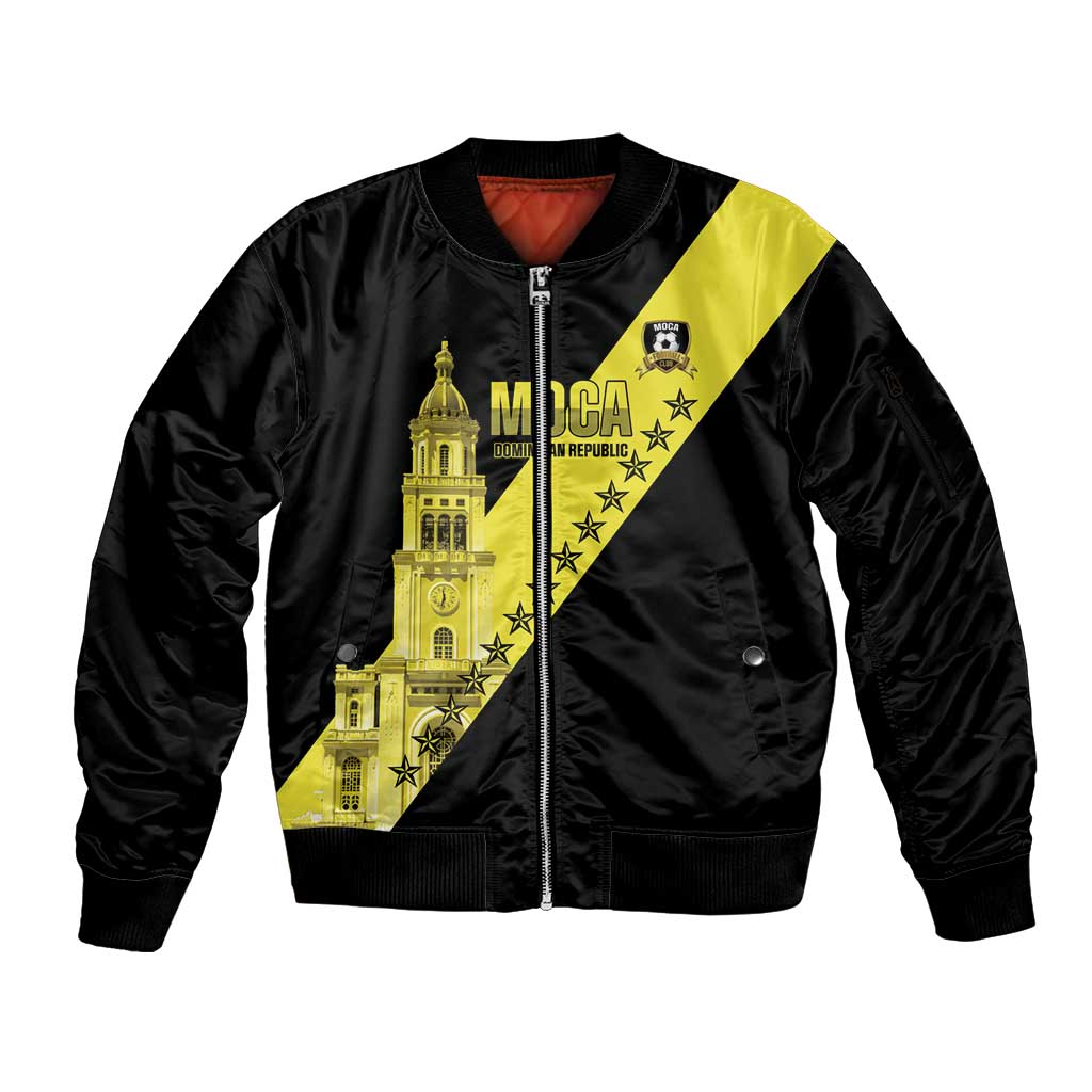 Cradle Of Dominican Republic Football Custom Sleeve Zip Bomber Jacket Go Moca Diagonal Style - Wonder Print Shop