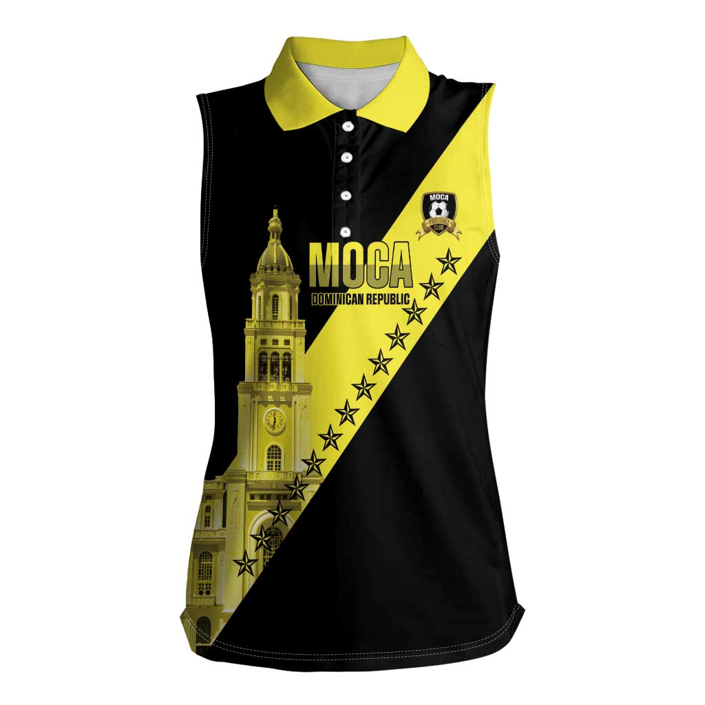 Cradle Of Dominican Republic Football Custom Women Sleeveless Polo Shirt Go Moca Diagonal Style - Wonder Print Shop