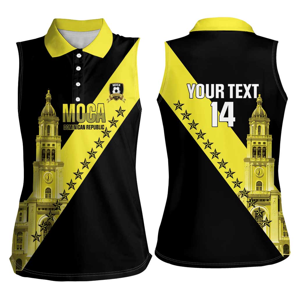 Cradle Of Dominican Republic Football Custom Women Sleeveless Polo Shirt Go Moca Diagonal Style - Wonder Print Shop