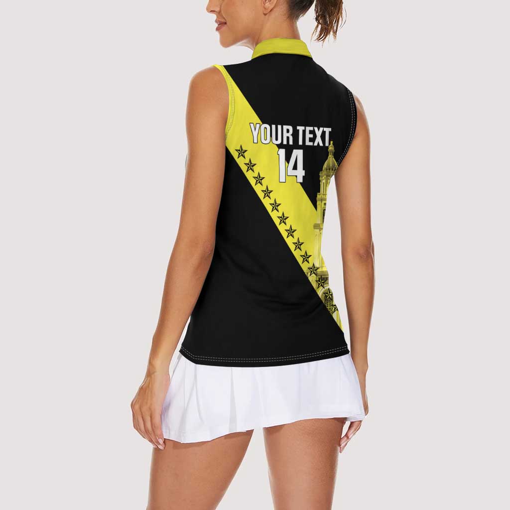 Cradle Of Dominican Republic Football Custom Women Sleeveless Polo Shirt Go Moca Diagonal Style - Wonder Print Shop