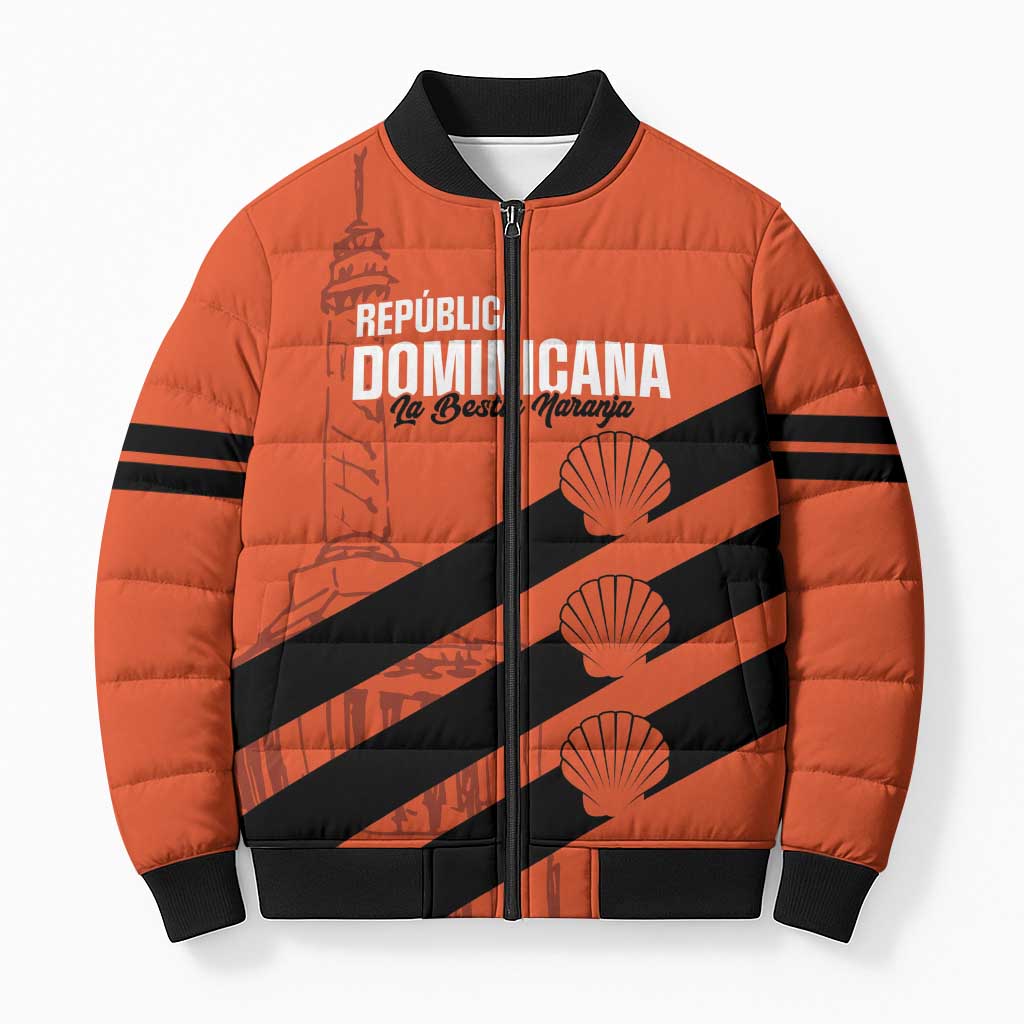 Cibao Dominican Republic Football Custom Bomber Puffer Jacket Vamos La Bestia Naranja - Wonder Print Shop