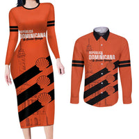 Cibao Dominican Republic Football Custom Couples Matching Long Sleeve Bodycon Dress and Long Sleeve Button Shirt Vamos La Bestia Naranja - Wonder Print Shop