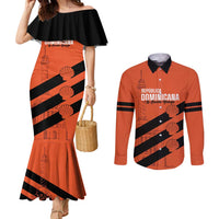 Cibao Dominican Republic Football Custom Couples Matching Mermaid Dress and Long Sleeve Button Shirt Vamos La Bestia Naranja - Wonder Print Shop