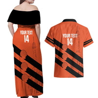 Cibao Dominican Republic Football Custom Couples Matching Off Shoulder Maxi Dress and Hawaiian Shirt Vamos La Bestia Naranja - Wonder Print Shop