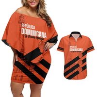Cibao Dominican Republic Football Custom Couples Matching Off Shoulder Short Dress and Hawaiian Shirt Vamos La Bestia Naranja - Wonder Print Shop