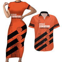 Cibao Dominican Republic Football Custom Couples Matching Short Sleeve Bodycon Dress and Hawaiian Shirt Vamos La Bestia Naranja - Wonder Print Shop