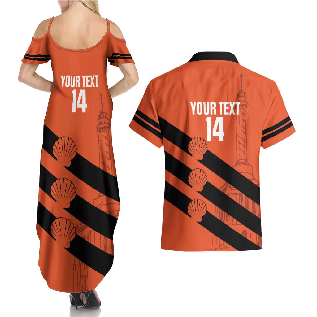 Cibao Dominican Republic Football Custom Couples Matching Summer Maxi Dress and Hawaiian Shirt Vamos La Bestia Naranja - Wonder Print Shop