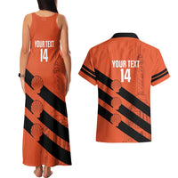 Cibao Dominican Republic Football Custom Couples Matching Tank Maxi Dress and Hawaiian Shirt Vamos La Bestia Naranja - Wonder Print Shop