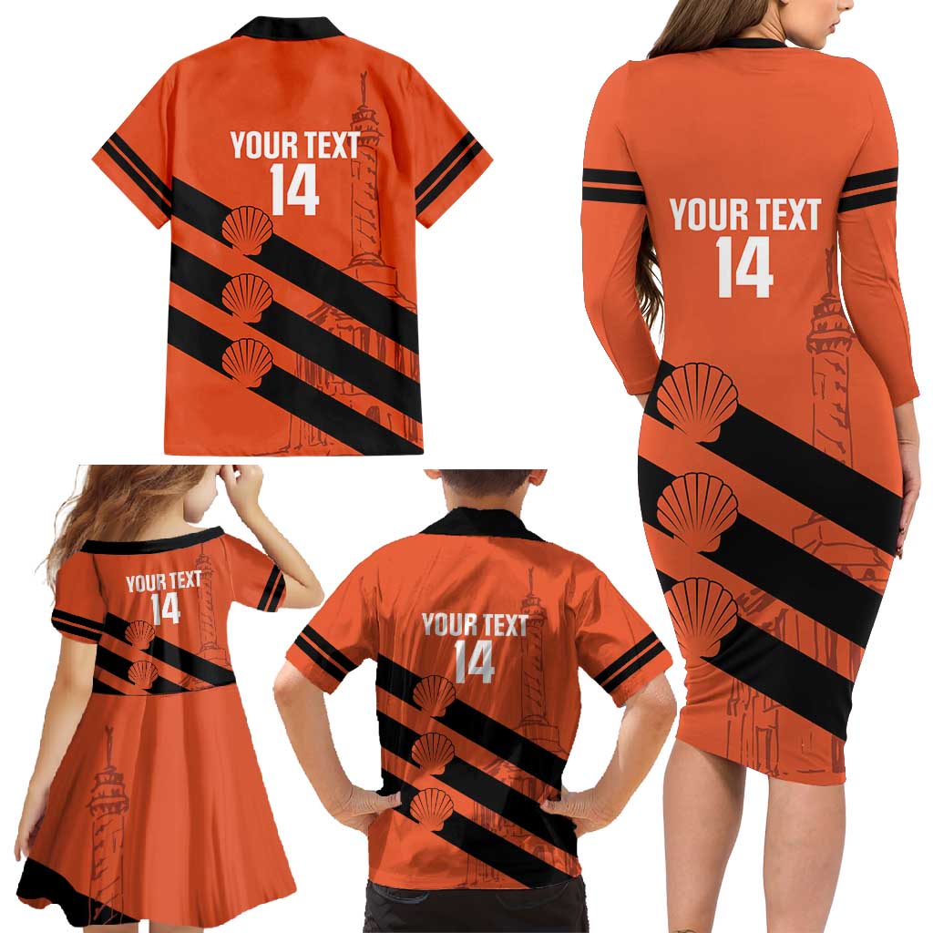 Cibao Dominican Republic Football Custom Family Matching Long Sleeve Bodycon Dress and Hawaiian Shirt Vamos La Bestia Naranja - Wonder Print Shop