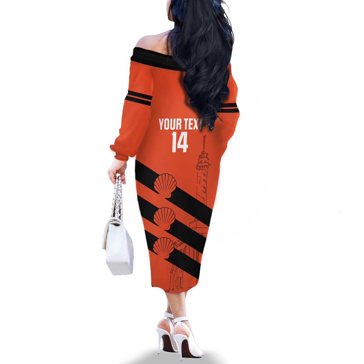 Cibao Dominican Republic Football Custom Family Matching Off The Shoulder Long Sleeve Dress and Hawaiian Shirt Vamos La Bestia Naranja - Wonder Print Shop