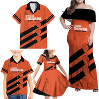 Cibao Dominican Republic Football Custom Family Matching Off Shoulder Maxi Dress and Hawaiian Shirt Vamos La Bestia Naranja - Wonder Print Shop