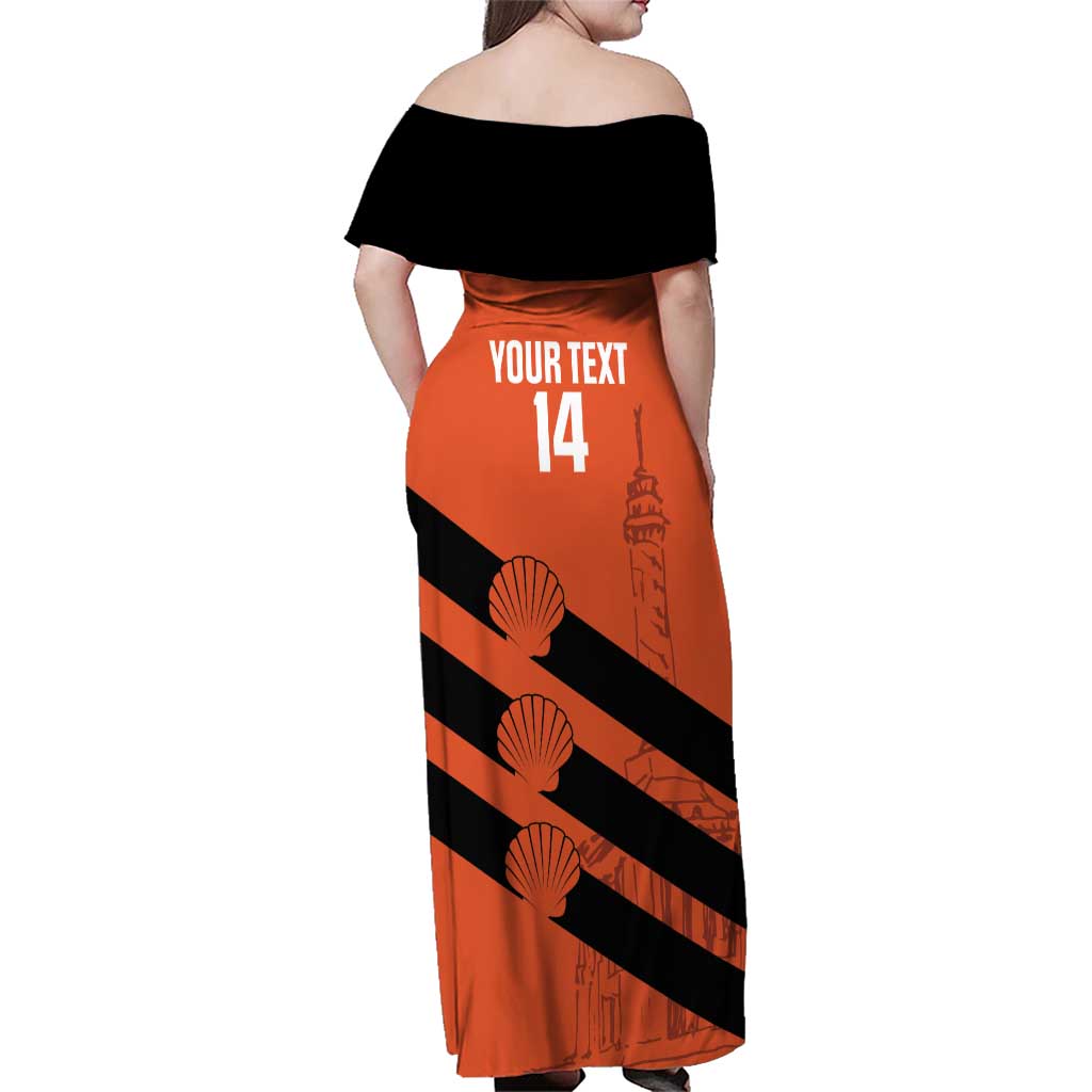 Cibao Dominican Republic Football Custom Family Matching Off Shoulder Maxi Dress and Hawaiian Shirt Vamos La Bestia Naranja - Wonder Print Shop