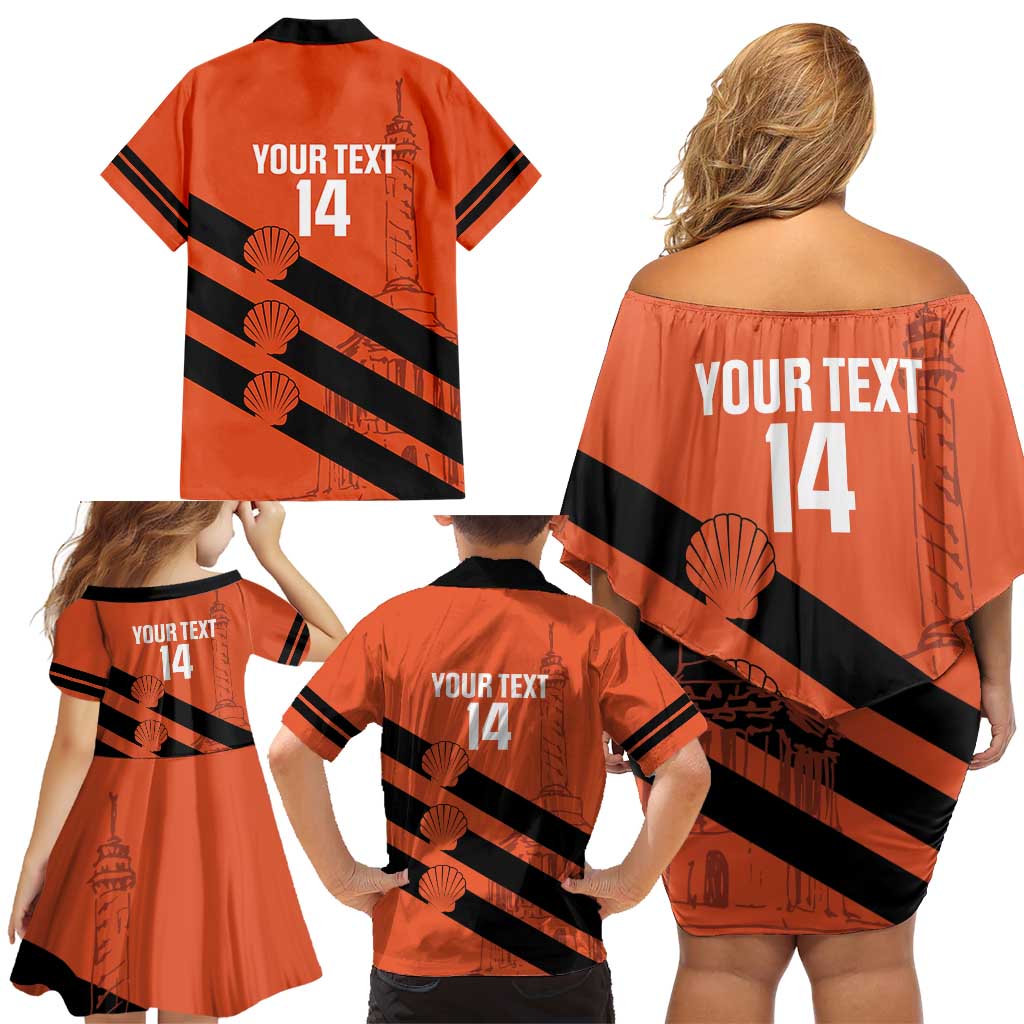 Cibao Dominican Republic Football Custom Family Matching Off Shoulder Short Dress and Hawaiian Shirt Vamos La Bestia Naranja - Wonder Print Shop