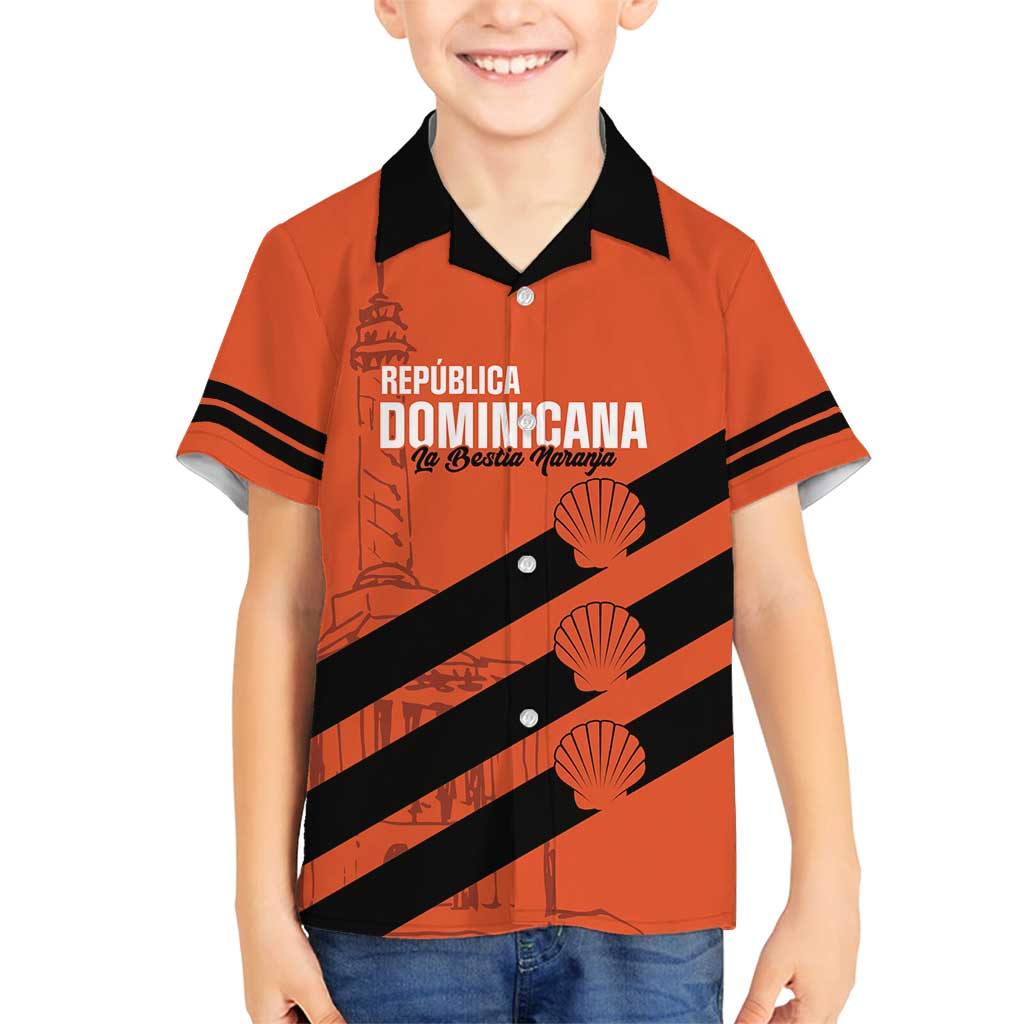 Cibao Dominican Republic Football Custom Family Matching Off Shoulder Short Dress and Hawaiian Shirt Vamos La Bestia Naranja - Wonder Print Shop