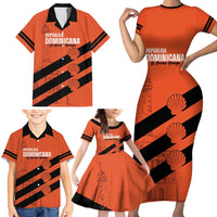 Cibao Dominican Republic Football Custom Family Matching Short Sleeve Bodycon Dress and Hawaiian Shirt Vamos La Bestia Naranja - Wonder Print Shop